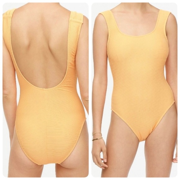 J Crew Clementine Rib Square Neck 1 Piece Swimsuit Modest Lined Removable Pad 16 - Picture 1 of 13